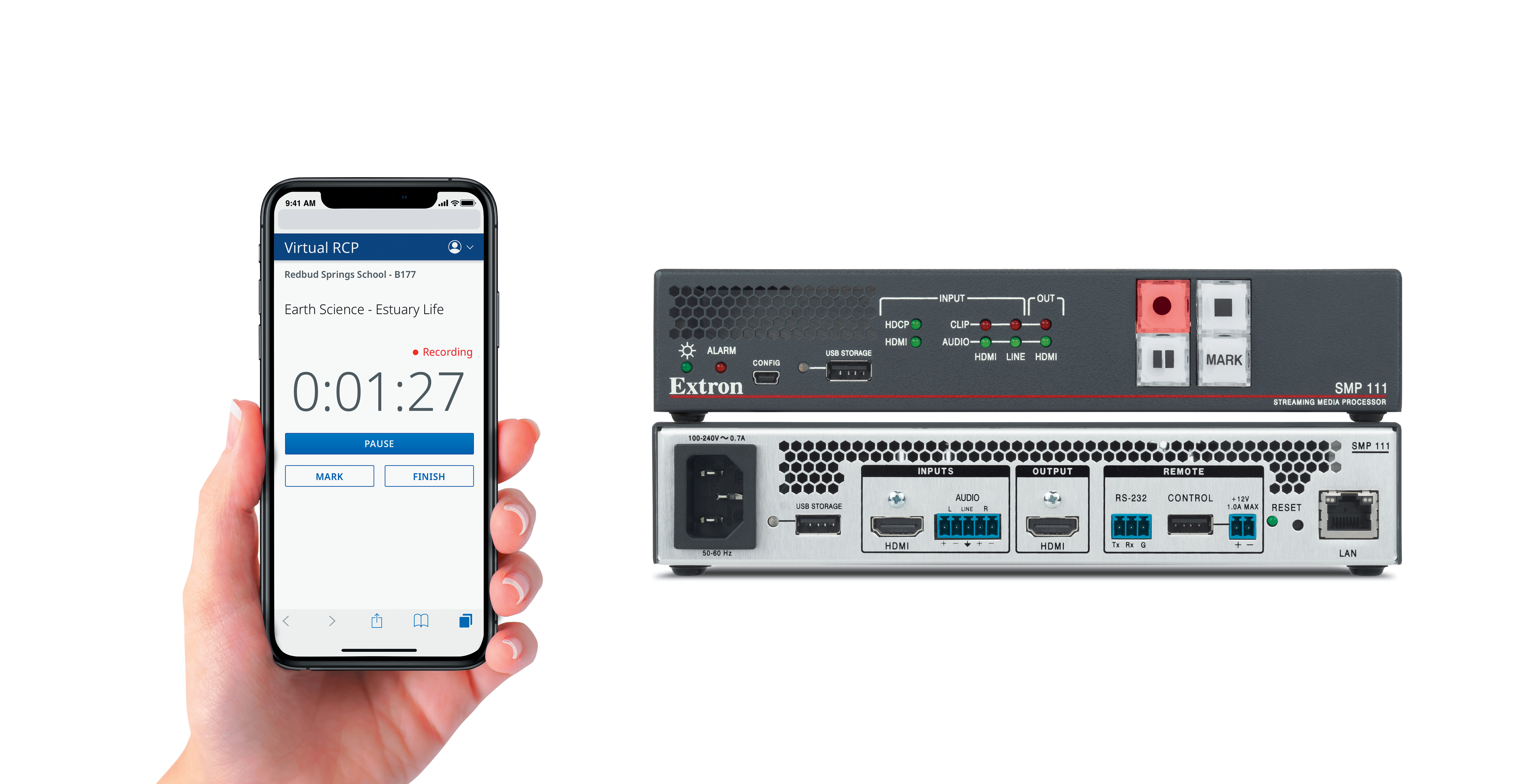 Use the Virtual RCP on your mobile device to start, stop, pause, and mark an SMP recording.